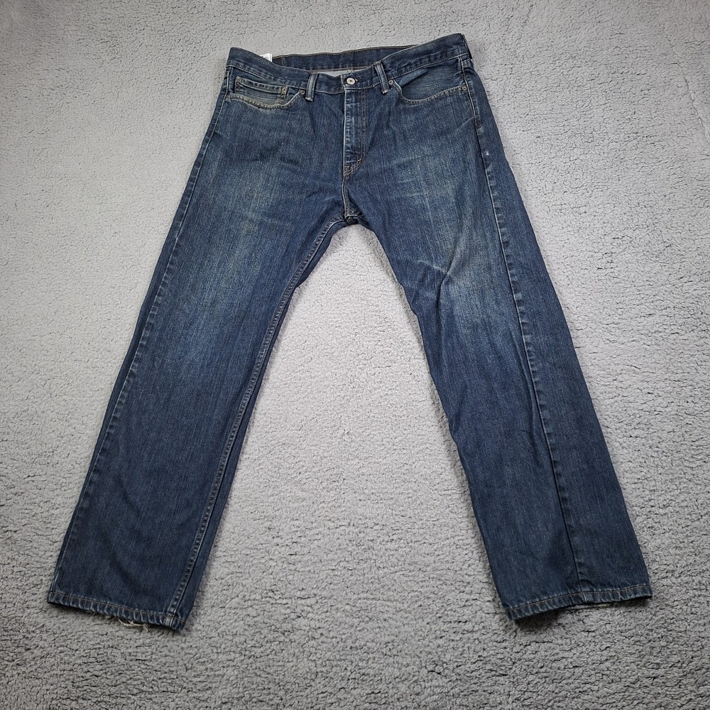 Levis 505 Mens 36x30 Regular Fit Straight Leg Denim Blue Jeans Vintage 90s